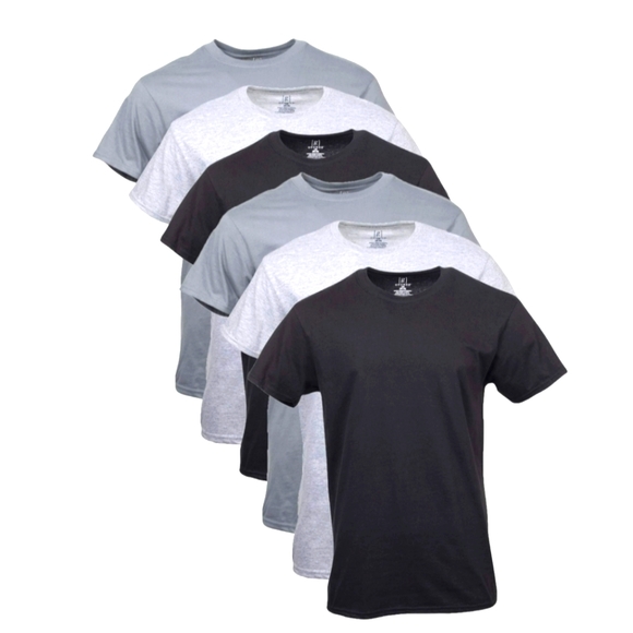 George Other - George Men's Assorted CrewT-Shirts, 6 Pack - Black/Grey Assorted Size 2XL